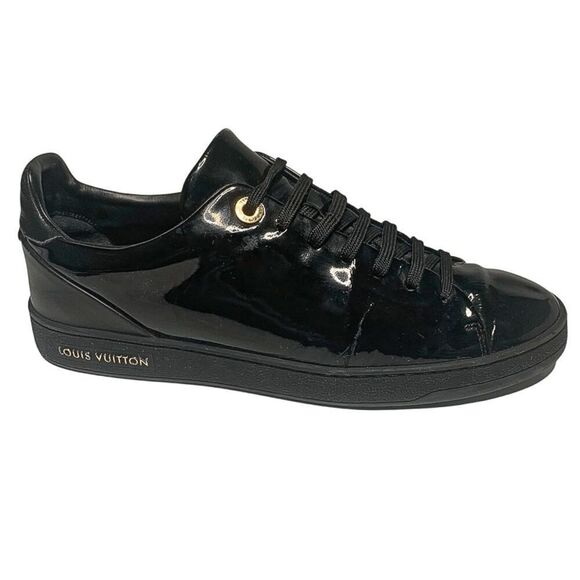 Louis Vuitton Frontrow Sneakers EU 39 US 9 Black Leather Low Top Lace Up Shoes - Picture 1 of 12